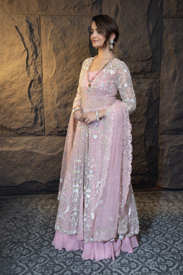 Gulab Jacket Set – Net, Crepe & Chiffon Ensemble