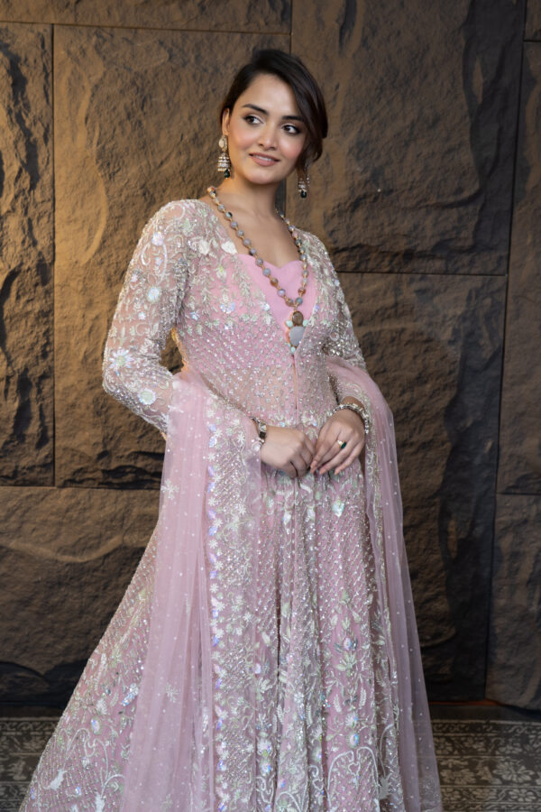 Gulab Jacket Set – Net, Crepe & Chiffon Ensemble