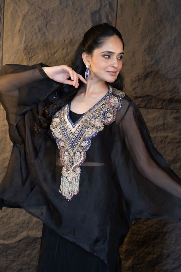 Noir Dress – Silver & Blue Handworked Ensemble