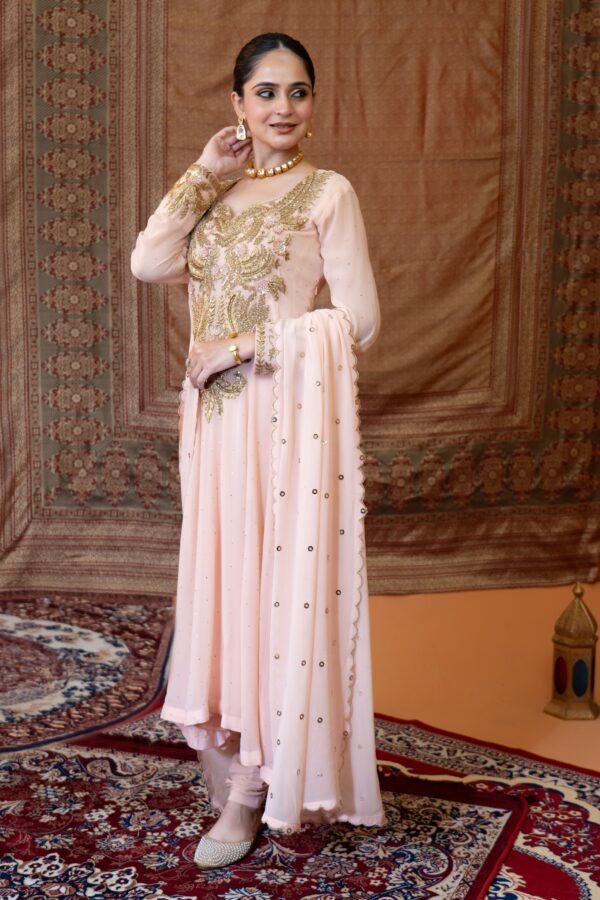Aarzu High-Low Anarkali Suit – Pure Georgette with Mukaish