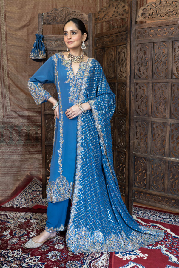 Virsa Odhni Suit – Pure Crepe with Heavy Chikankari Dupatta