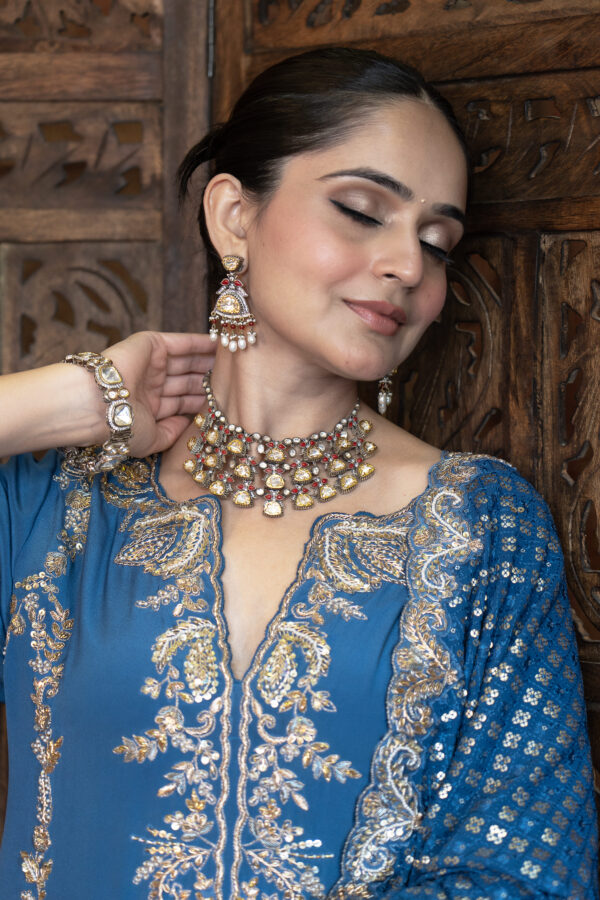 Virsa Odhni Suit – Pure Crepe with Heavy Chikankari Dupatta