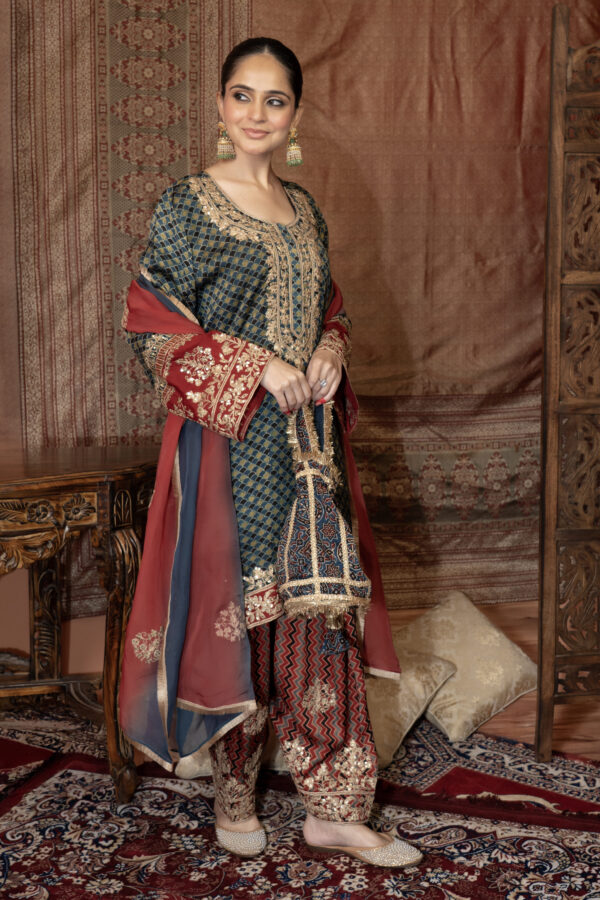 Aj Rakh Salwar Suit – Silk Fabric with Aari and Embroidery